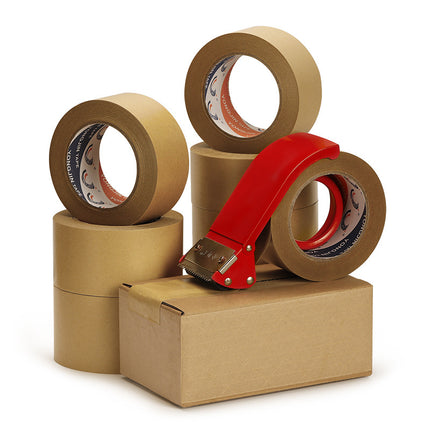 36 Rolls Kraft Paper Tape with Thread 48mm Self Adhesive Packing Framing Tape