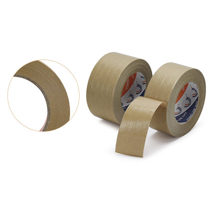 36 Rolls Kraft Paper Tape with Thread 48mm Self Adhesive Packing Framing Tape