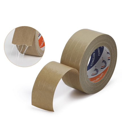 36 Rolls Kraft Paper Tape with Thread 48mm Self Adhesive Packing Framing Tape
