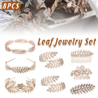 8pcs Gold Leaf Headband Bridal Hair Accessories Elegant Leaf Hair Band Set