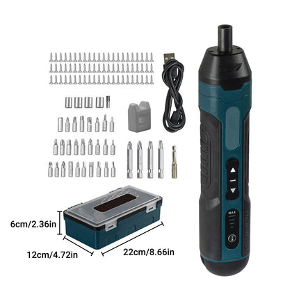 105PCS Cordless Electric Screwdriver Set Rechargeable Durable Slim Body 3.6V