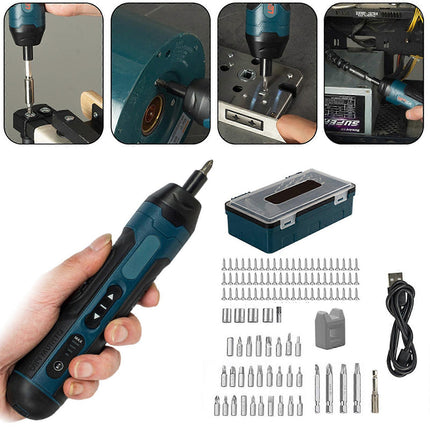 105PCS Cordless Electric Screwdriver Set Rechargeable Durable Slim Body 3.6V