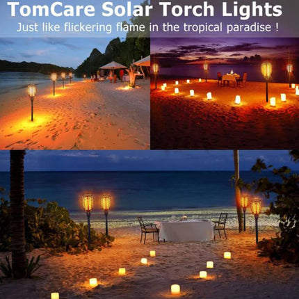 4pcs LED Solar Flickering Flame Torch Lights Outdoor Garden Path Landscape Lamps