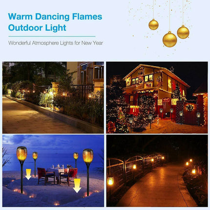 4pcs LED Solar Flickering Flame Torch Lights Outdoor Garden Path Landscape Lamps