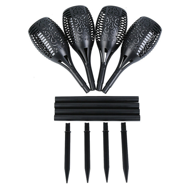 4pcs LED Solar Flickering Flame Torch Lights Outdoor Garden Path Landscape Lamps