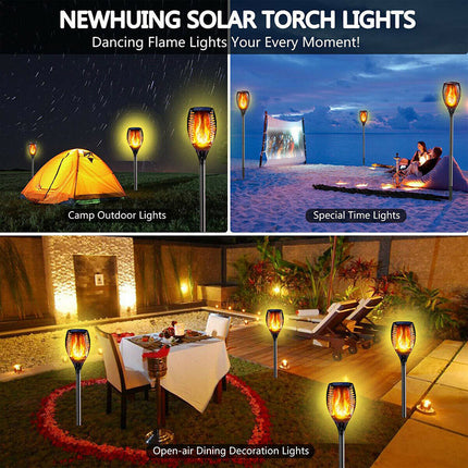 4pcs LED Solar Flickering Flame Torch Lights Outdoor Garden Path Landscape Lamps