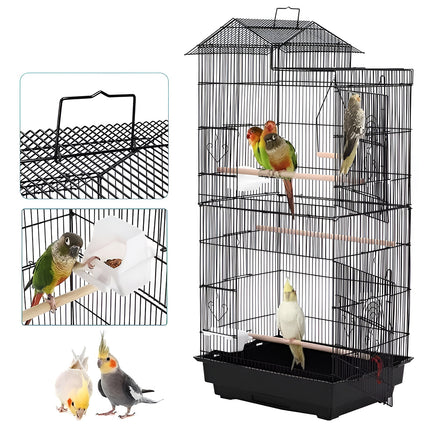 Parrot Cage Large Size Bird Cage Luxury Villa Style Metal Aviary for Pet Indoor