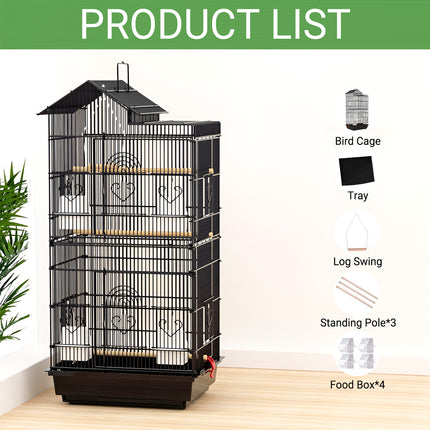 Parrot Cage Large Size Bird Cage Luxury Villa Style Metal Aviary for Pet Indoor