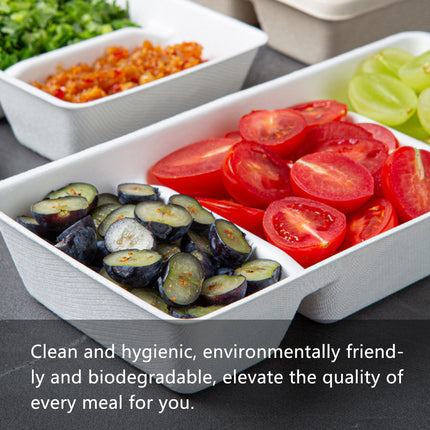 30PCS Disposable Pulp Three-Compartment Dip Box for Sushi BBQ Sauce Condiment