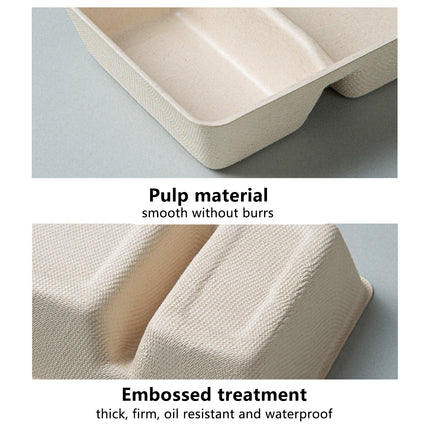 30PCS Disposable Pulp Three-Compartment Dip Box for Sushi BBQ Sauce Condiment