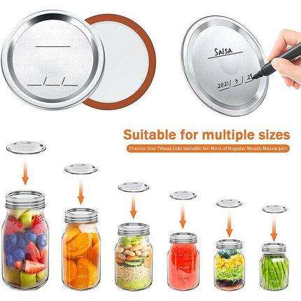 12Pcs Splits Lids Sealing Storage Solid Caps For Regular/Wide Mouth Mason Jar - Aimall