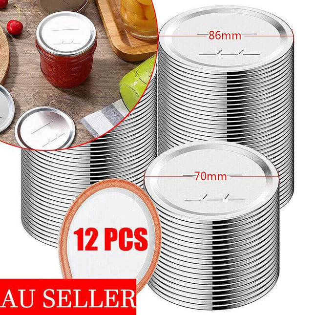 12Pcs Splits Lids Sealing Storage Solid Caps For Regular/Wide Mouth Mason Jar - Aimall
