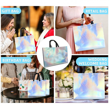 25pcs Laser Color Changing Tote Bags Shopping Gift Bags for Parties and Events