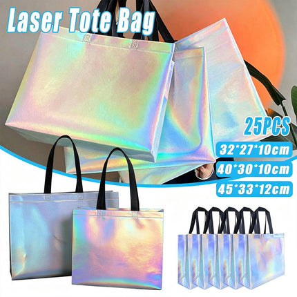 25pcs Laser Color Changing Tote Bags Shopping Gift Bags for Parties and Events