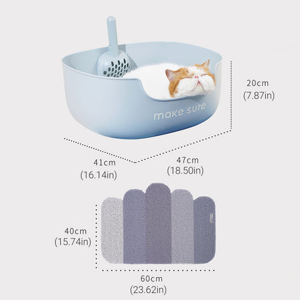 Open Litter Box for Large Cats Toilet Cat Litter Pan Kitten Plastic Litter Tray