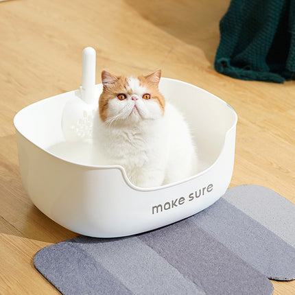 Open Litter Box for Large Cats Toilet Cat Litter Pan Kitten Plastic Litter Tray