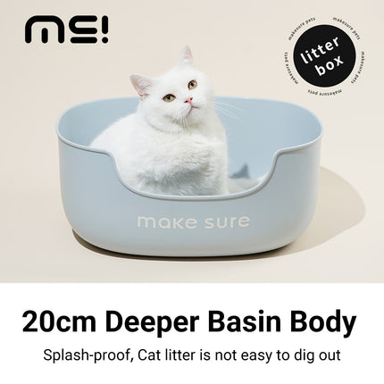 Open Litter Box for Large Cats Toilet Cat Litter Pan Kitten Plastic Litter Tray