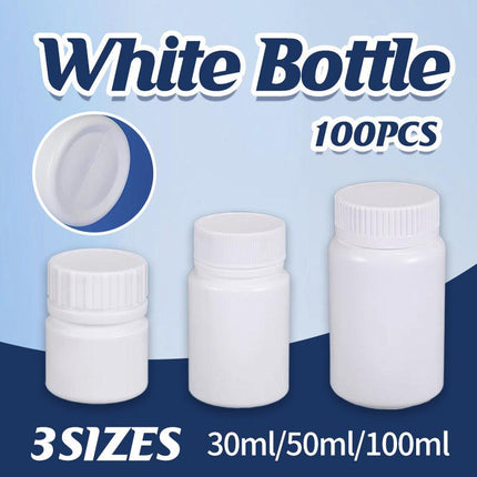 100pcs White Plastic Capsule Bottle Small Medicine Granule Packaging Container