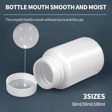 100pcs White Plastic Capsule Bottle Small Medicine Granule Packaging Container