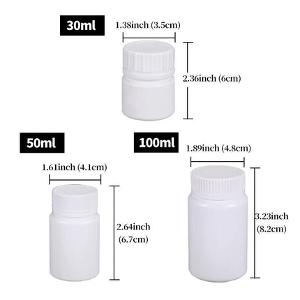 100pcs White Plastic Capsule Bottle Small Medicine Granule Packaging Container