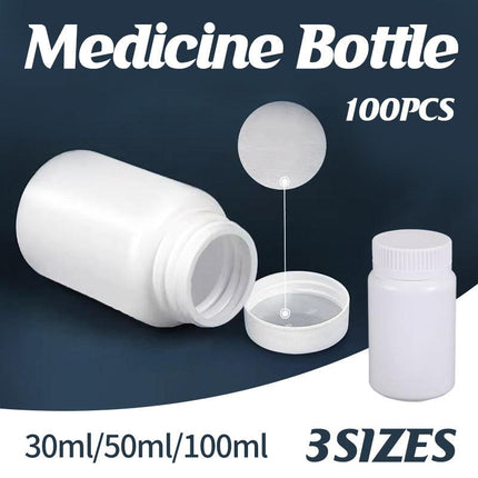 100pcs White Plastic Capsule Bottle Small Medicine Granule Packaging Container