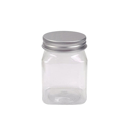 20pcs Square Transparent Plastic Bottle with Aluminum Cap Sealed Jar for Food