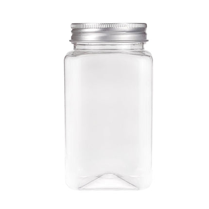 20pcs Square Transparent Plastic Bottle with Aluminum Cap Sealed Jar for Food