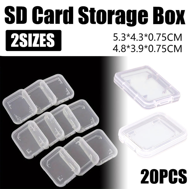 20PCS Plastic SD Card Storage Case Dustproof Design for Memory Card Organizing