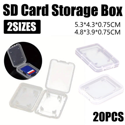 20PCS Plastic SD Card Storage Case Dustproof Design for Memory Card Organizing