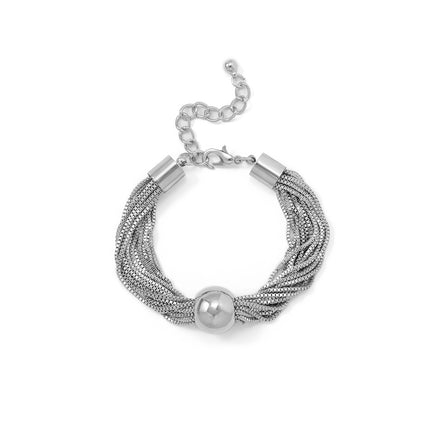 Chunky Ball Pendant Necklace and Bracelet Set Multi-Layer Chain Jewellery Gold Silver