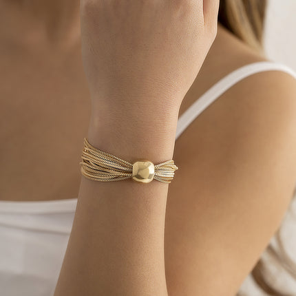Chunky Ball Pendant Necklace and Bracelet Set Multi-Layer Chain Jewellery Gold Silver