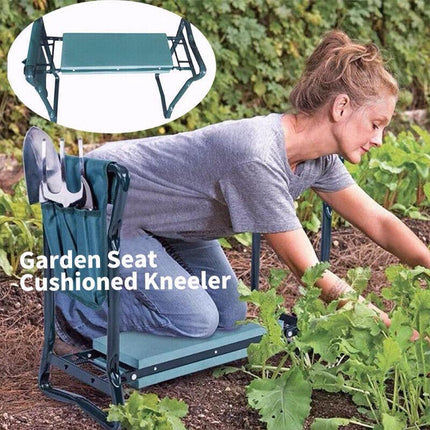 Foldable Garden Kneeler Seat with Tool Bag Comfortable EVA Pad for Outdoor Work