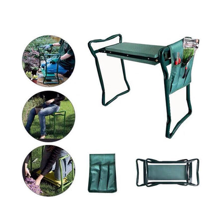 Foldable Garden Kneeler Seat with Tool Bag Comfortable EVA Pad for Outdoor Work