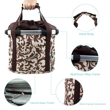 Folding Bike Basket Front Handlebar Canvas Bag Waterproof Carrier Storage Use