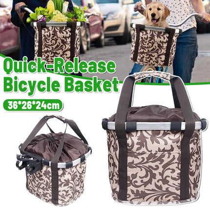 Folding Bike Basket Front Handlebar Canvas Bag Waterproof Carrier Storage Use