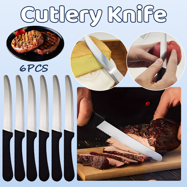 6 Pcs Steak Knives Dinner Set Stainless Steel Serrated Dishwasher Safe Knife Au