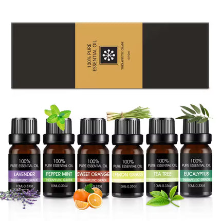 Essential Oil Set 6 Bottles Plant Aromatherapy Oils Natural Scent for Diffuser