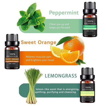 Essential Oil Set 6 Bottles Plant Aromatherapy Oils Natural Scent for Diffuser