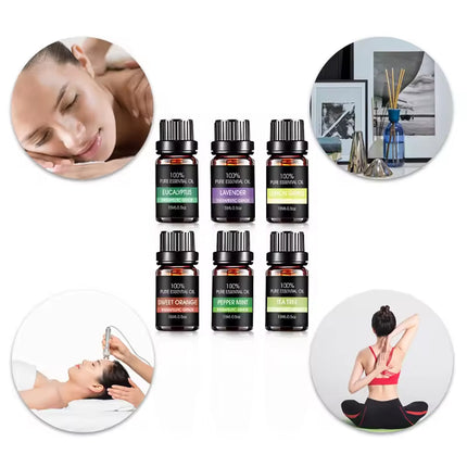 Essential Oil Set 6 Bottles Plant Aromatherapy Oils Natural Scent for Diffuser