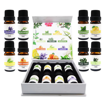 Essential Oil Set 8 Bottles Plant Aromatherapy Oils Natural Fragrance Diffuser