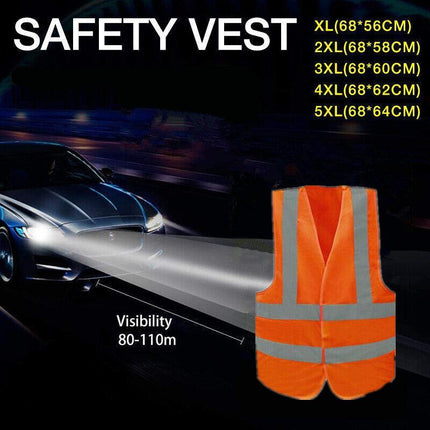 Safety Vest Reflective Tape Orange Day Workware Night High Visibility - Aimall