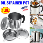 Stainless Steel Oil Strainer Pot Container Jug Storage Can Filter Cooking Grease
