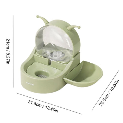 2.2L Large Capacity Pet Water Fountain with Food Bowl Auto Circulation Filtered