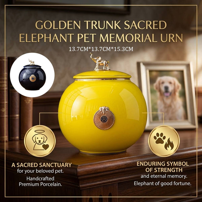 Ceramic Pet Memorial Urn Medium Yellow or Blue Elephant