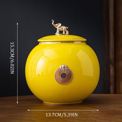 Ceramic Pet Memorial Urn Medium Yellow or Blue Elephant