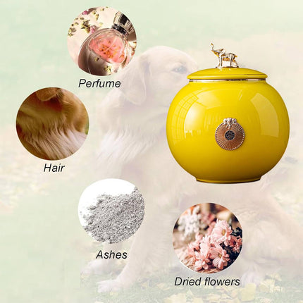 Ceramic Pet Memorial Urn Medium Yellow or Blue Elephant