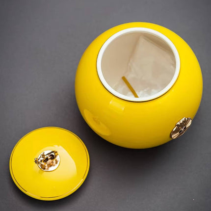 Ceramic Pet Memorial Urn Medium Yellow or Blue Elephant