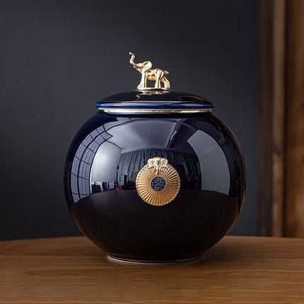 Ceramic Pet Memorial Urn Medium Yellow or Blue Elephant