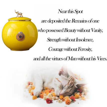 Ceramic Pet Memorial Urn Medium Yellow or Blue Elephant