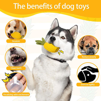 Dog Rubber Pineapple Toy Bite Molar Tooth Interactive Sound Resistant Pet Toy